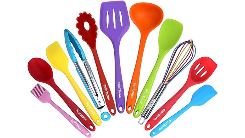 colorful silicone kitchen tools