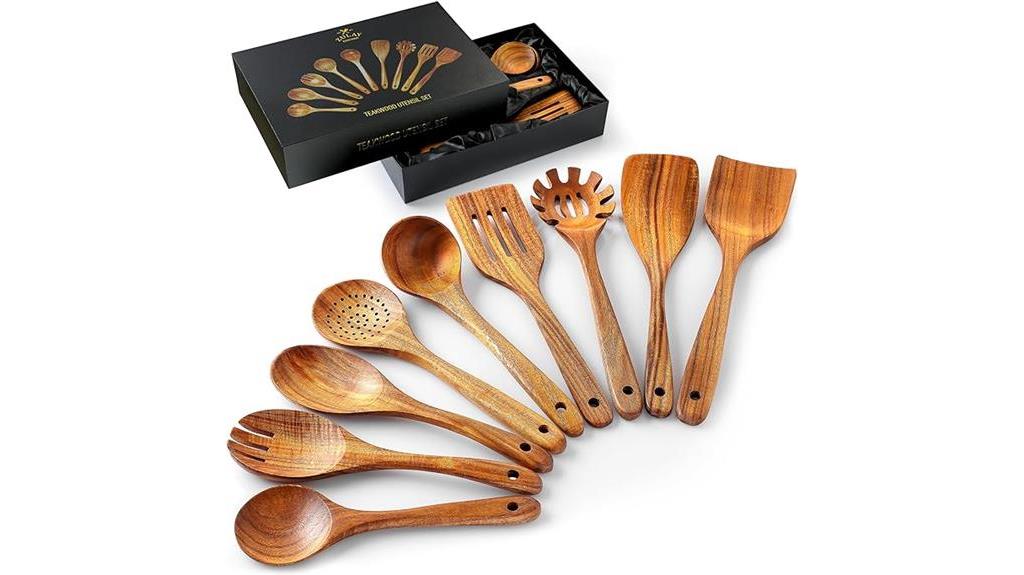 teak cooking utensil set