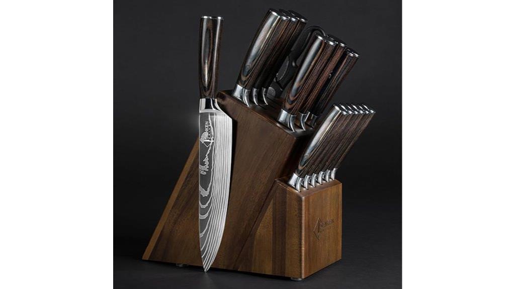 acacia wood knife set