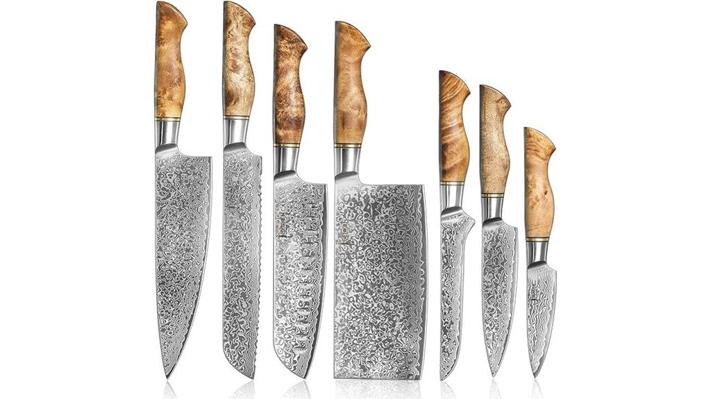 damascus kitchen knife set