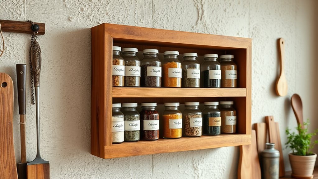 rustic wooden spice racks