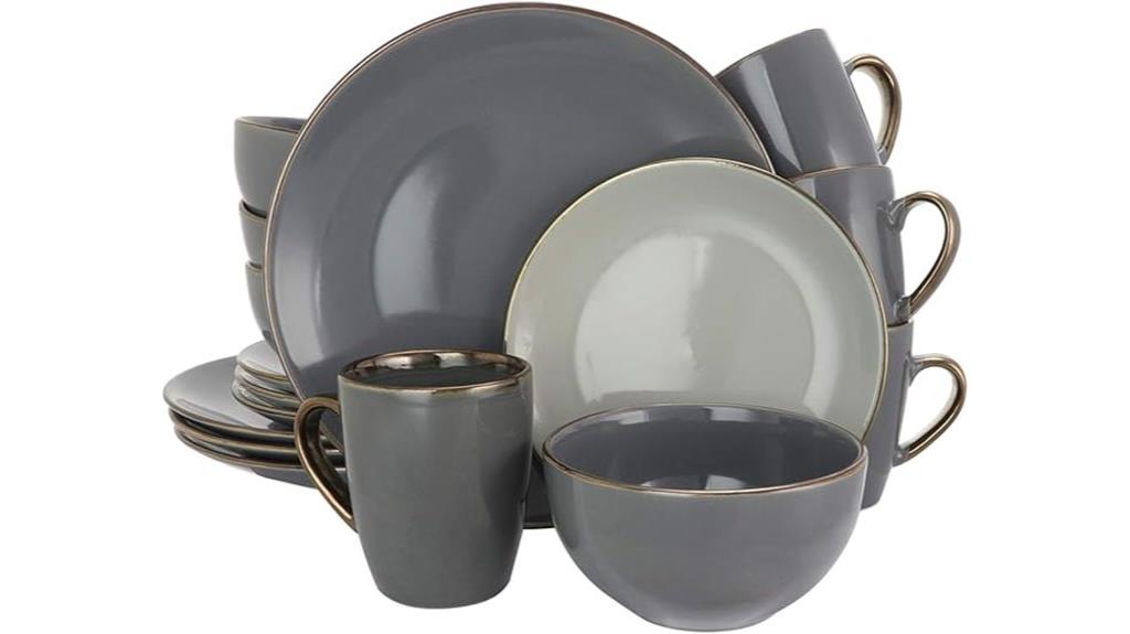 solid gray dinnerware set